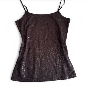 Ann Taylor Black Sequin Camisole with Spaghetti Straps